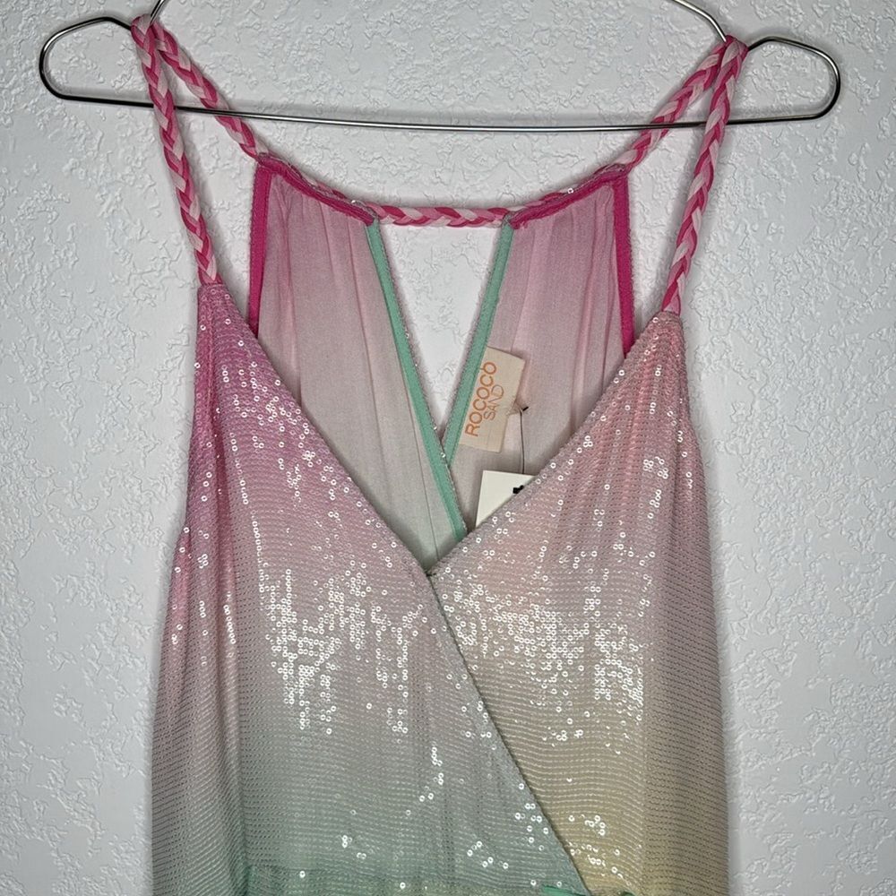 NWT Rococo Sand Pax Wrap Mini Dress in Unicorn Tricolor Large Revolve - Picture 4 of 16